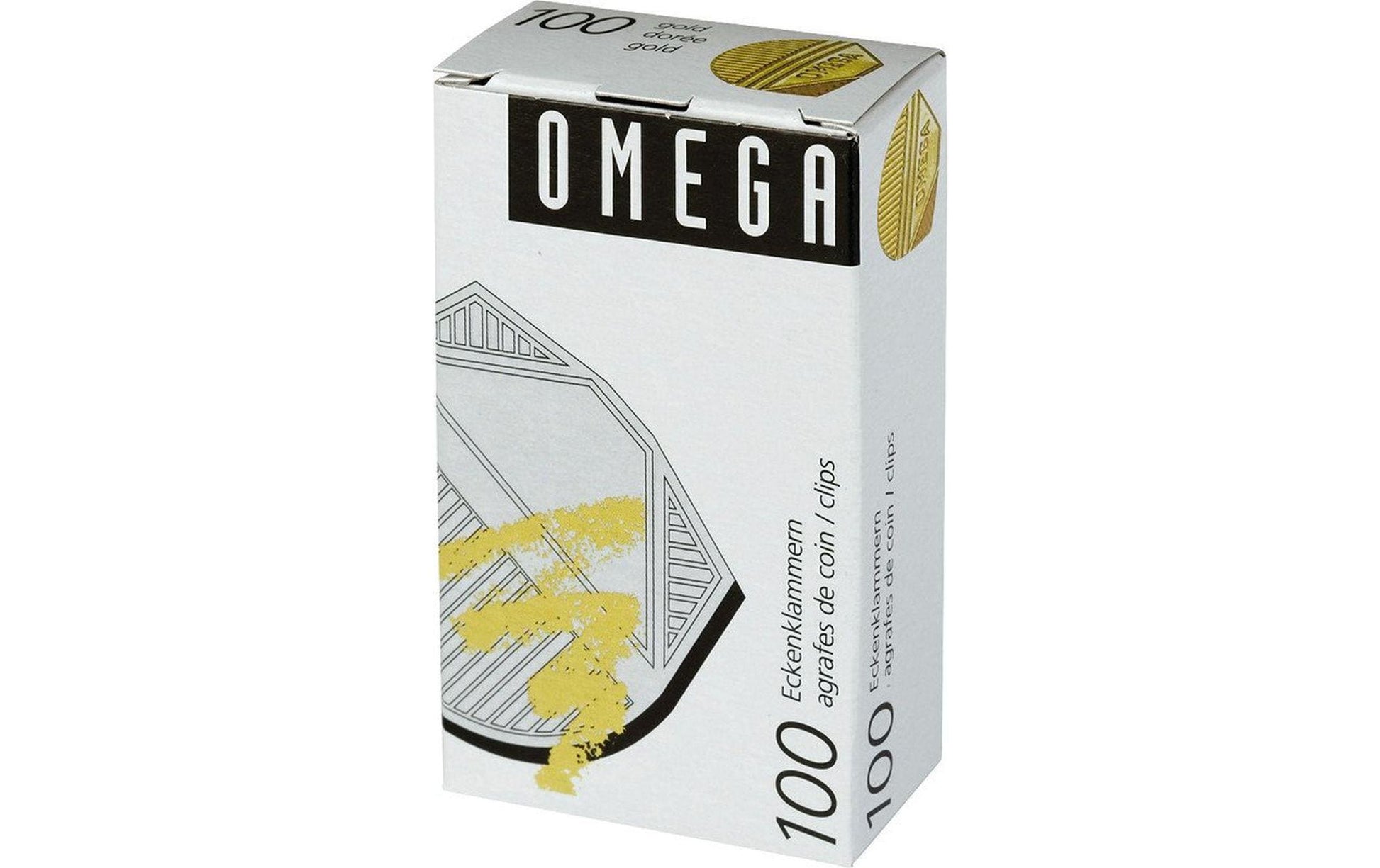 Omega Büroklammern – Eckenklammern – Metall – Gold Metallic – 100 Stück