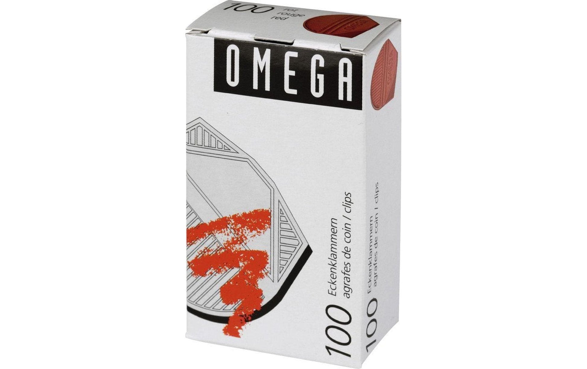 Omega Büroklammern – Eckenklammern – Metall – Rot Metallic – 100 Stück