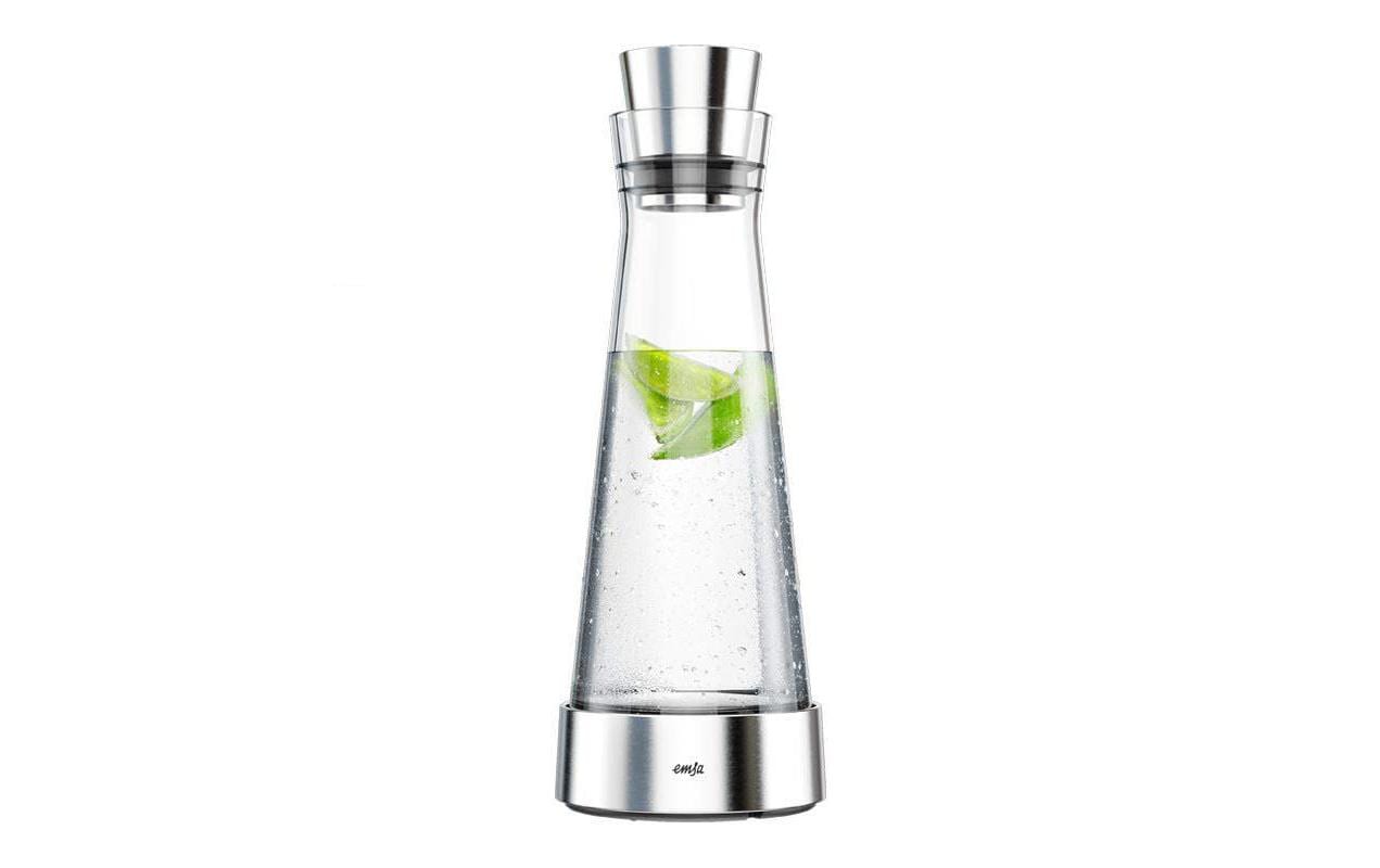 EMSA Karaffe – 2er Set, 1 l, Ø 12,0 cm, Glas/Edelstahl, mit Deckel, spülmaschinenfest