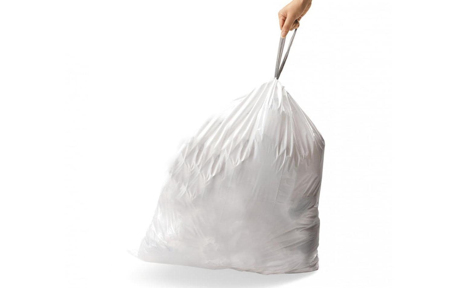 simplehuman Kehrichtsack CW0163 für Code D – 20 l, mit Zugband, PE, weiss, 20 Stk
