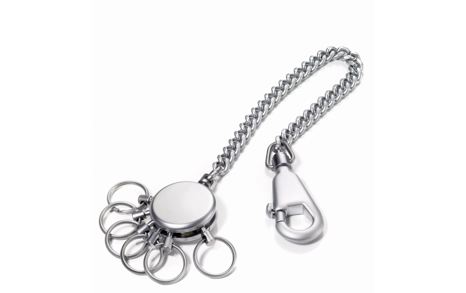 TROIKA Schlüsselanhänger Patent Chain – mit Kette, matt, Chrom, Silber, Länge 130 mm