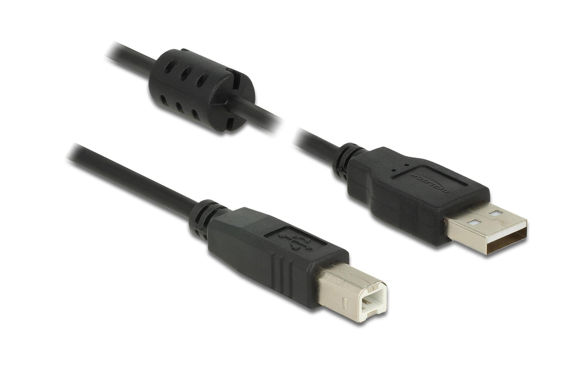DeLOCK USB-A auf USB-B Kabel – USB 2.0 (480 Mbit/s) – 1,5 m – Magnetisch abgeschirmt – Schwarz