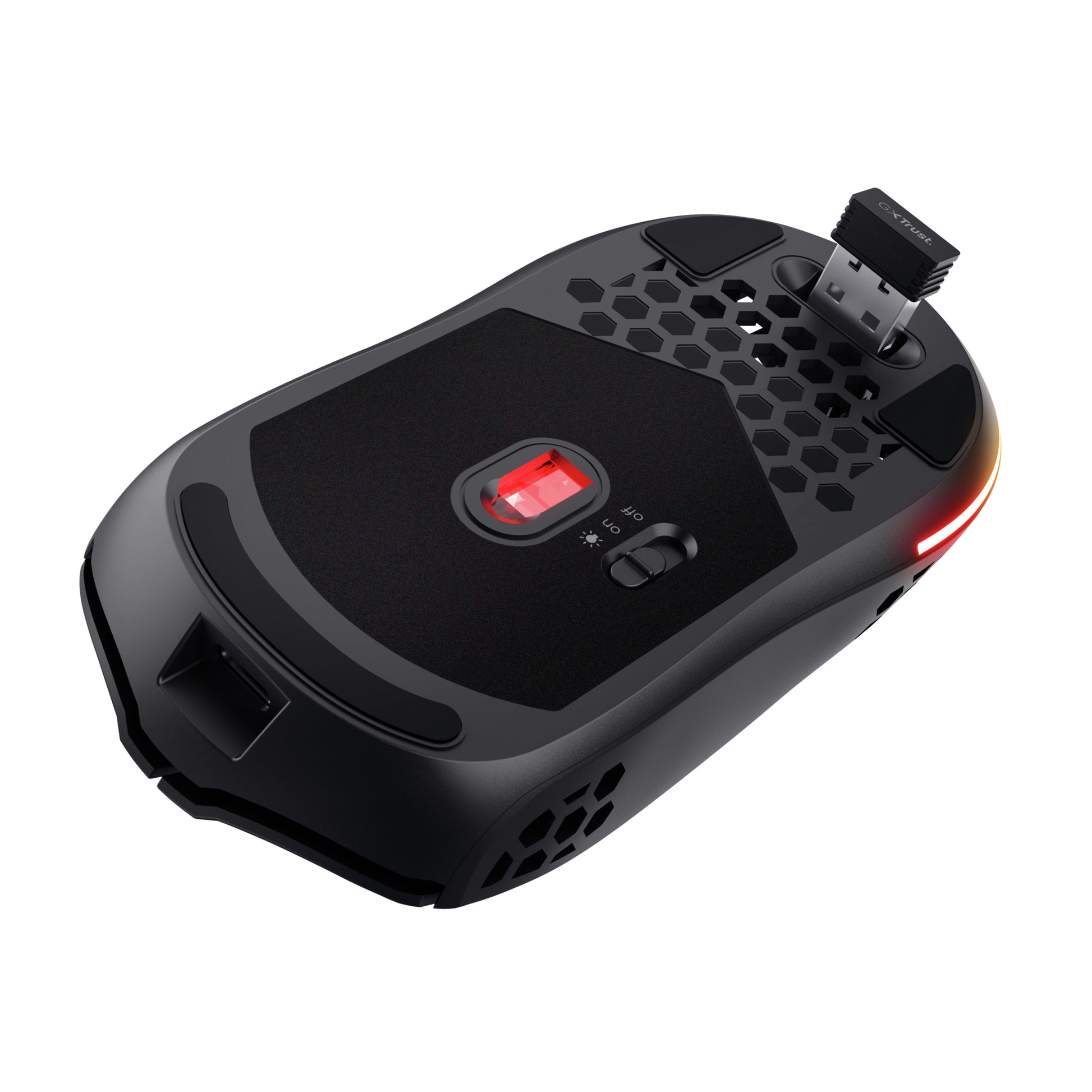 Trust GXT929 Helox – Gaming-Maus – Kabellos (2,4 GHz), 4800 DPI, RGB-Beleuchtung, rechts
