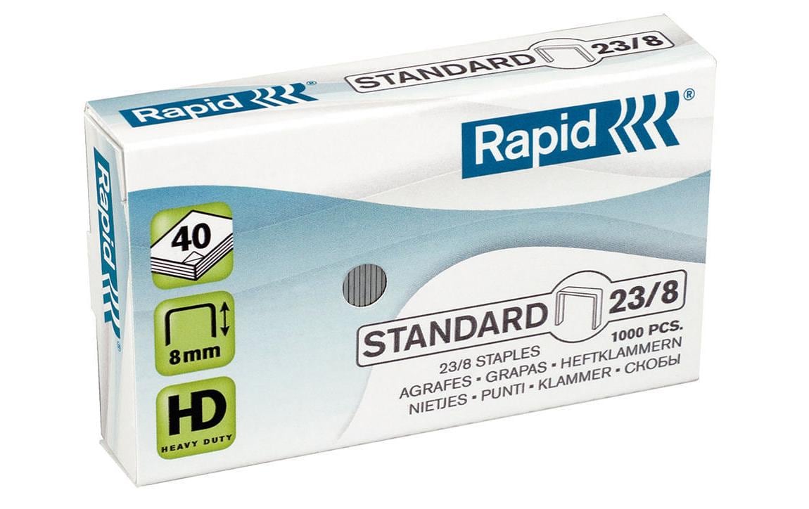 Rapid Heftklammern 23/8 – Metall, silber – 1000 Stk.