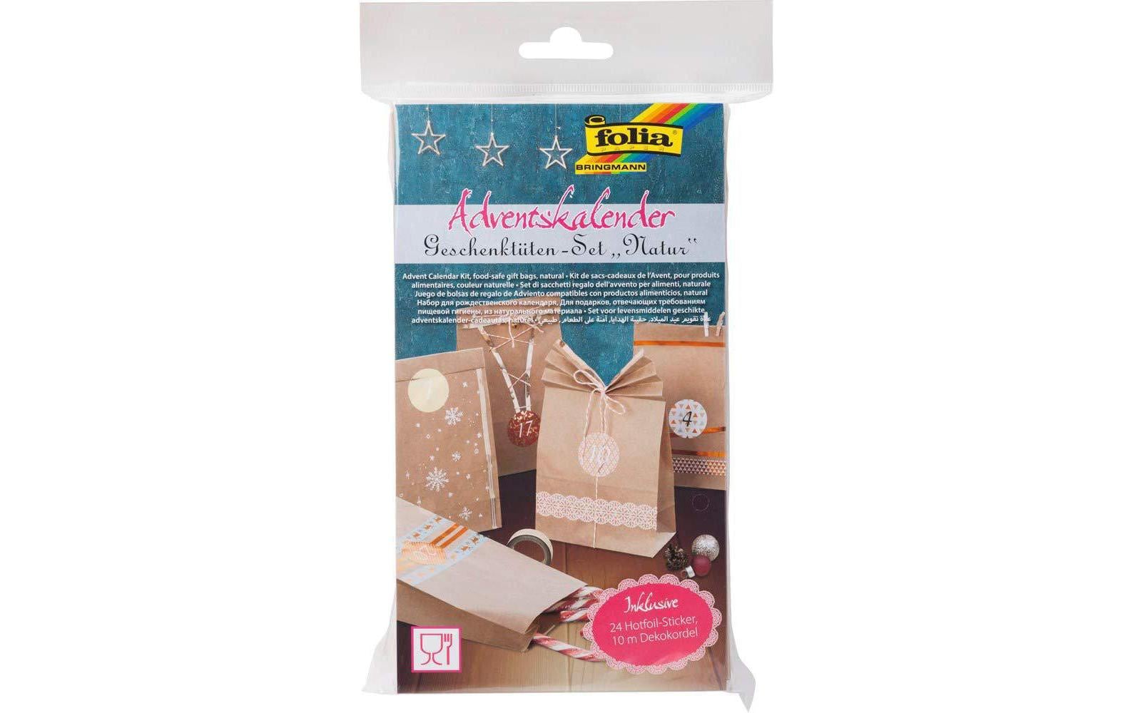 Folia Adventskalender-Set Geschenktüten – 24 Papiertüten – 100 × 175 × 55 mm