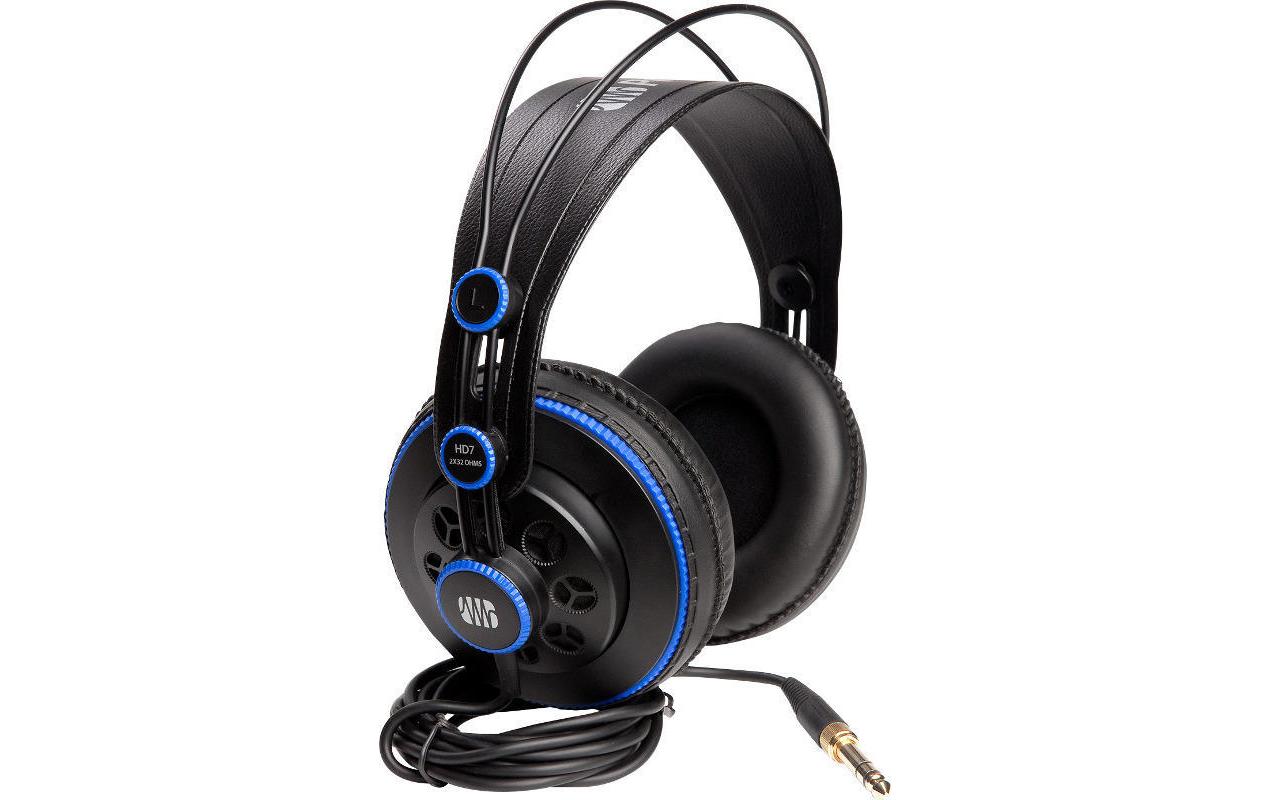 PreSonus HD-7 DJ-Kopfhörer – Over-Ear, Kabel, 6,35-mm-Stecker, Schwarz/Blau