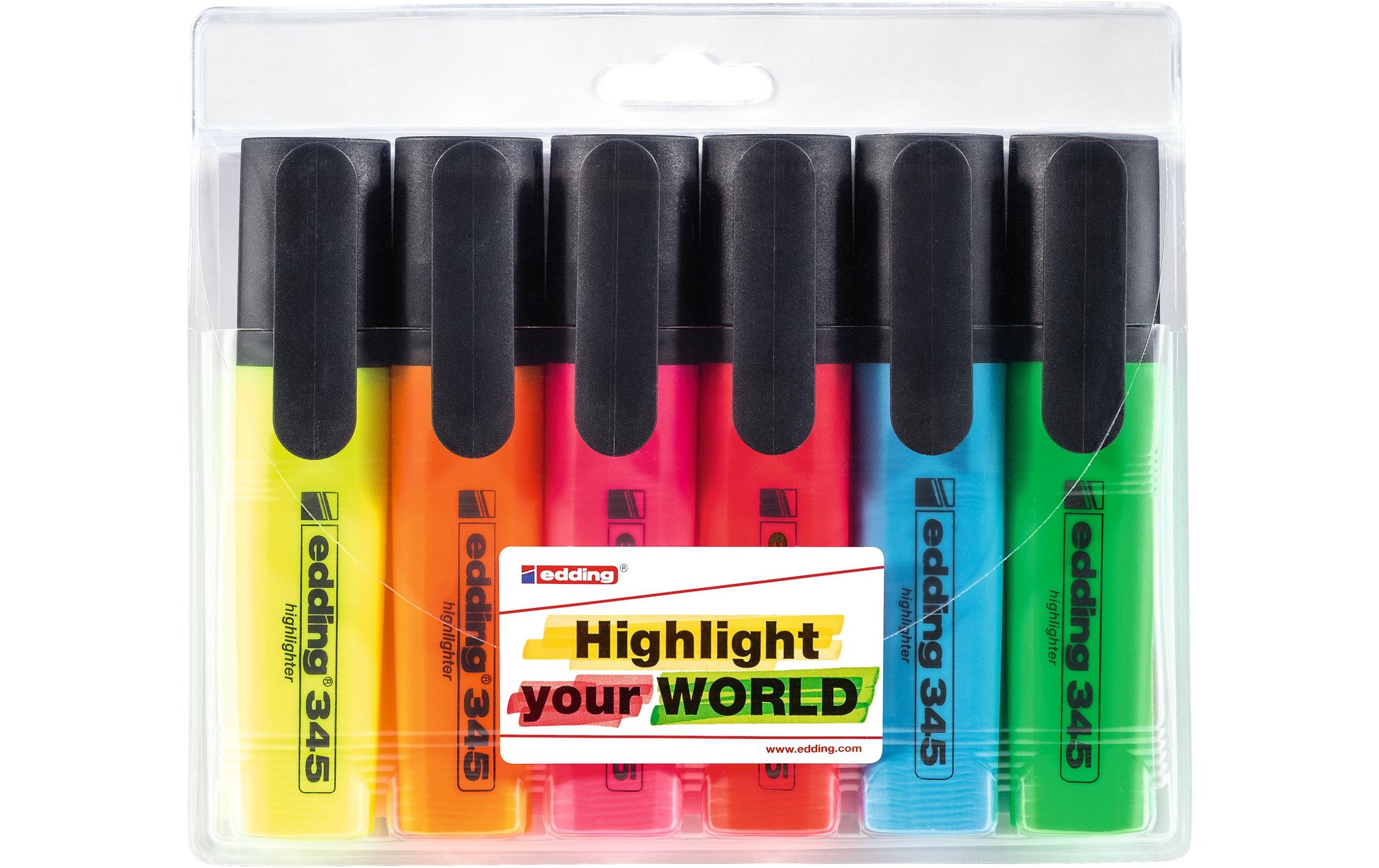 Edding Textmarker – 6er Set, Farben sortiert, Keilspitze 2–5 mm, nachfüllbar