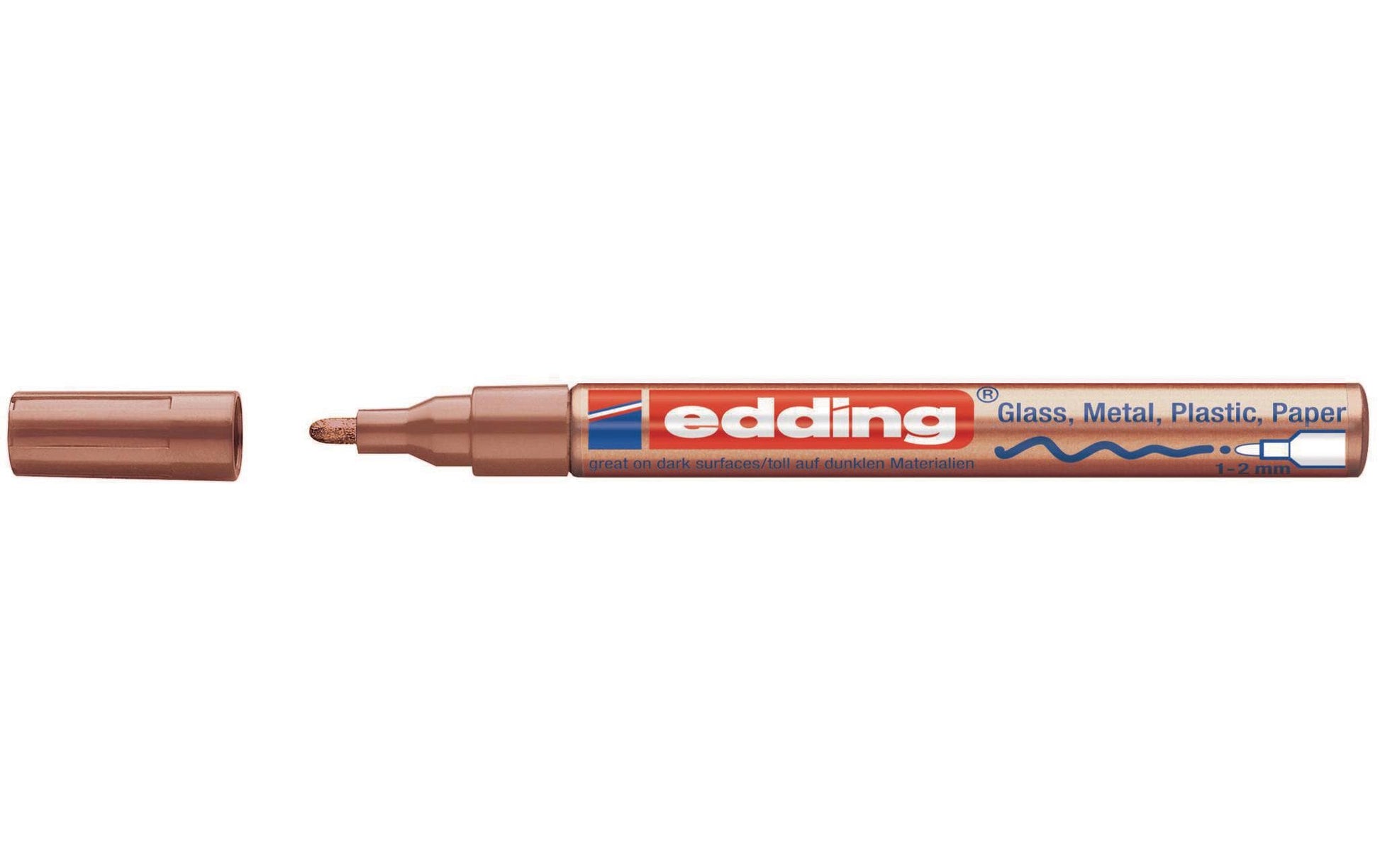 Edding 751 Lackmarker Metallic – Rundspitze 1–2 mm – Kupfer – für Glas, Metall und Kunststoff