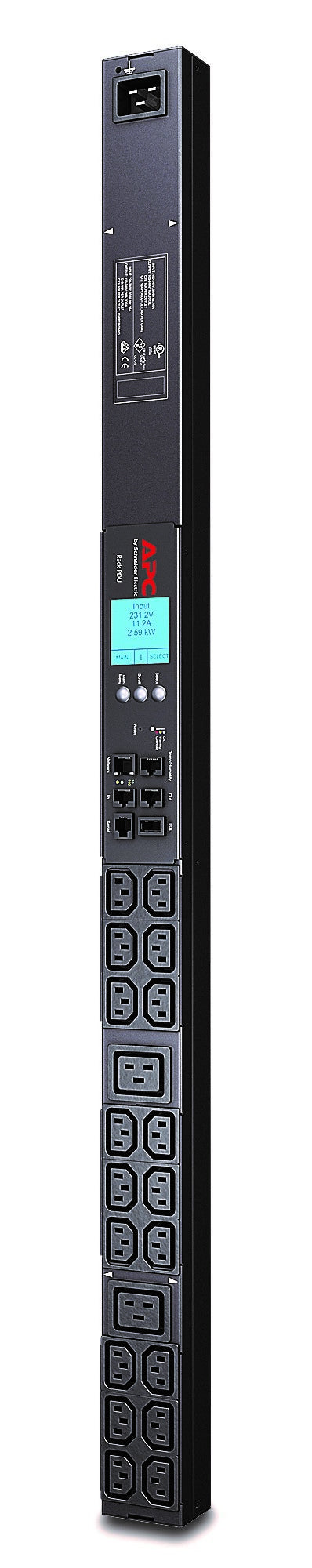 APC Rack PDU 2G – Rack-PDU gemessen, einphasig, 18× IEC C13 + 2× IEC C19, 16 A, Stecker IEC C20, 0U vertikal