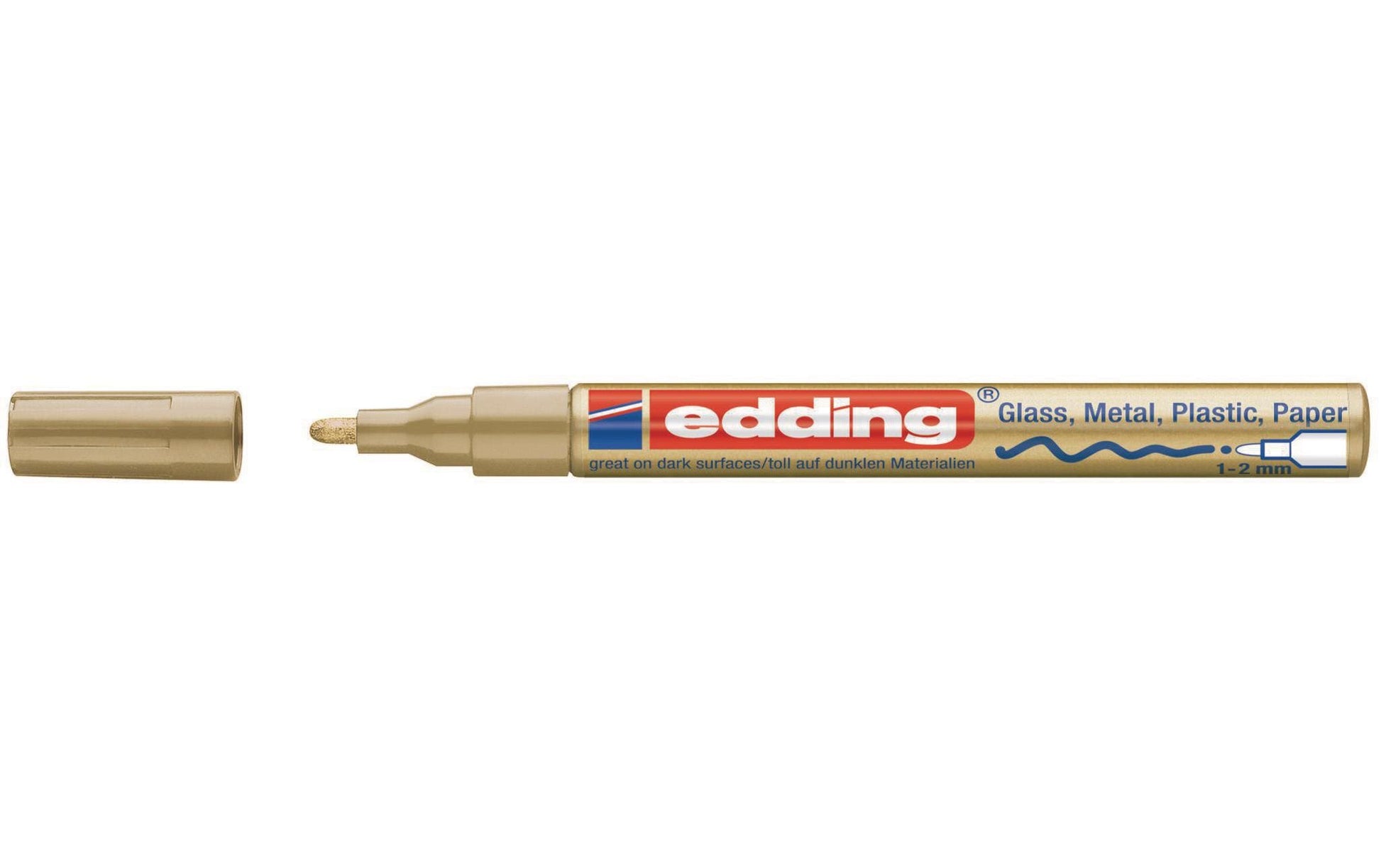 Edding 751 Lackmarker – Rundspitze 1–2 mm – Gold – für Metall, Glas und Kunststoff