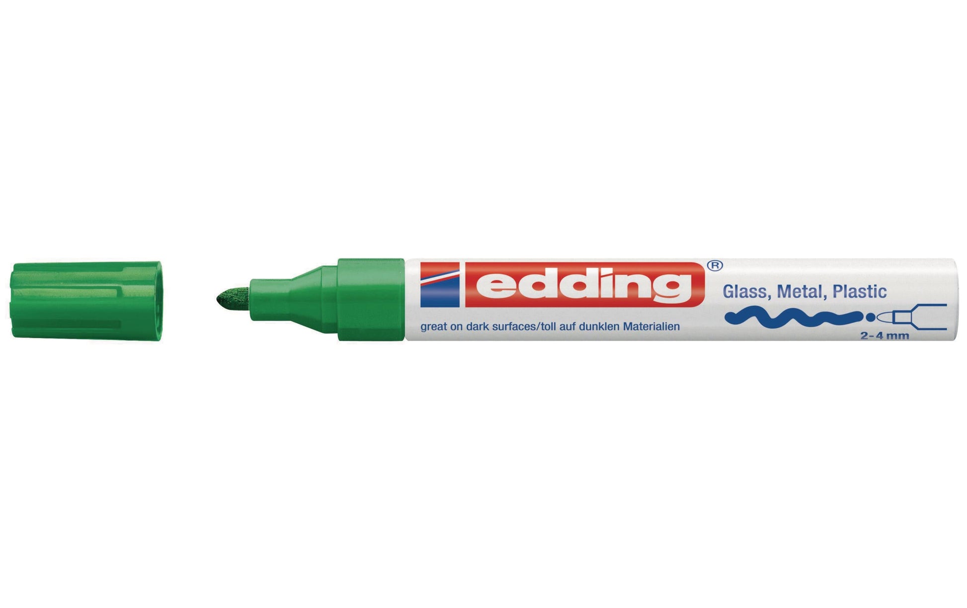Edding 750 Lackmarker – Rundspitze 2–4 mm – Grün – für Glas, Metall und Kunststoff