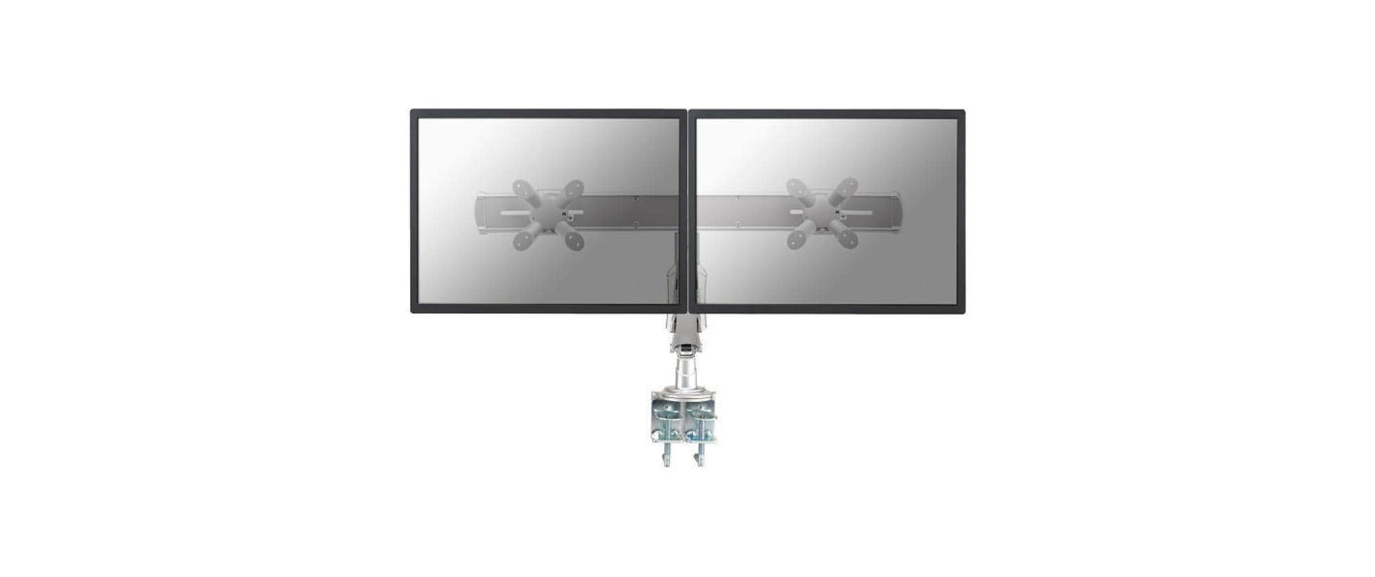 Neomounts Monitorarm, Dual, Tischklemme, bis 24", höhenverstellbar (Gasfeder), Silber