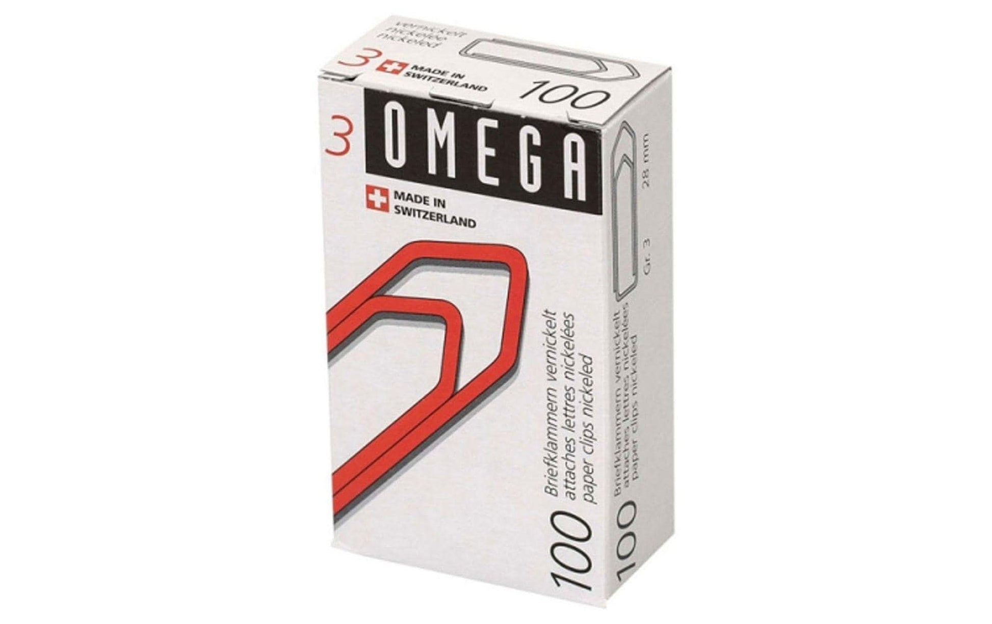 Omega Büroklammern – 28 mm – Metall, vernickelt – Silber – 100 Stück