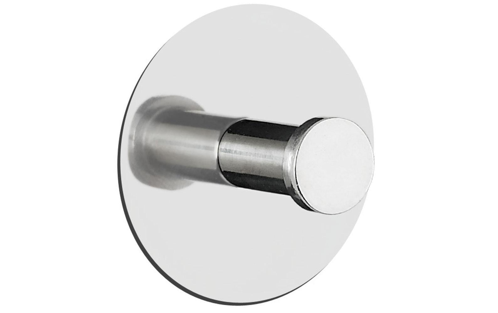 Spirella Klebehaken Punt-Round – Edelstahl, 1 kg, Klebestreifen, Ø6 cm, Chrom