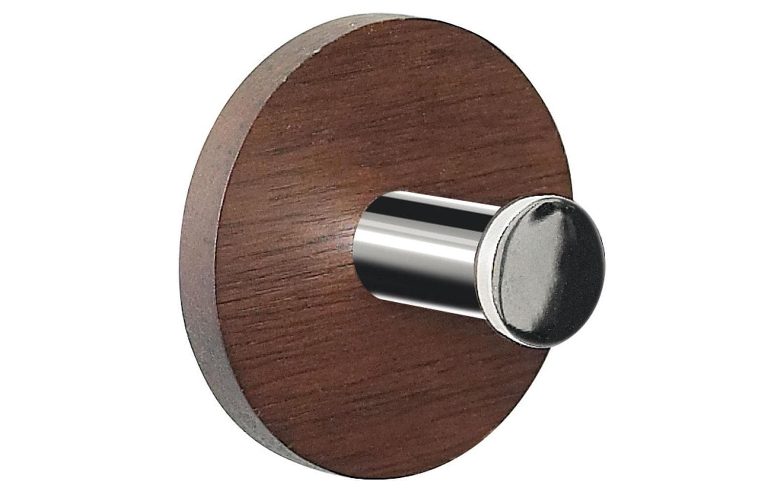 Spirella Haken Punt – Ø5 cm, Holz (Walnuss), 2 kg, Klebestreifen
