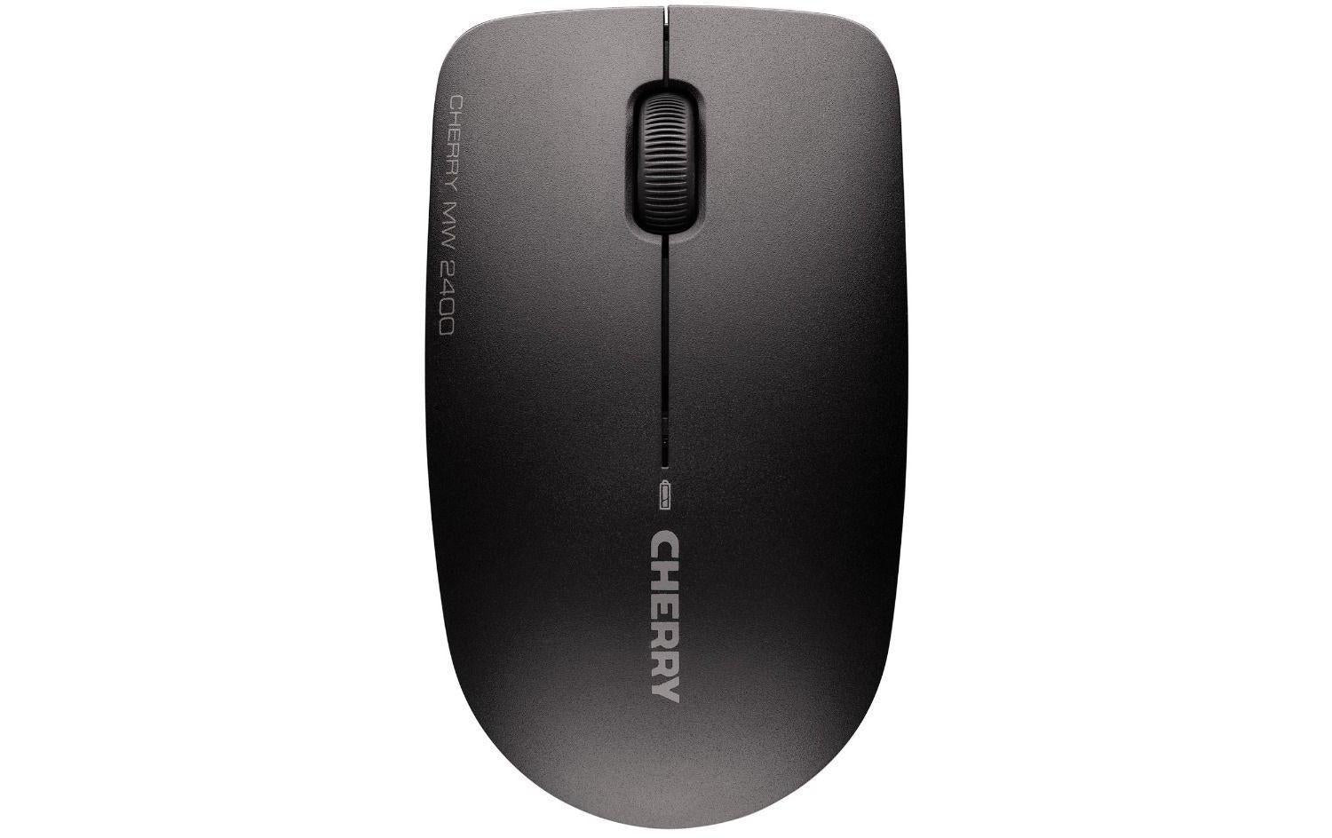 CHERRY MW 2400 Maus – kabellos, 2,4 GHz, USB-A, 1'200 dpi, 3 Tasten, beidhändig, Nano-Empfänger, schwarz
