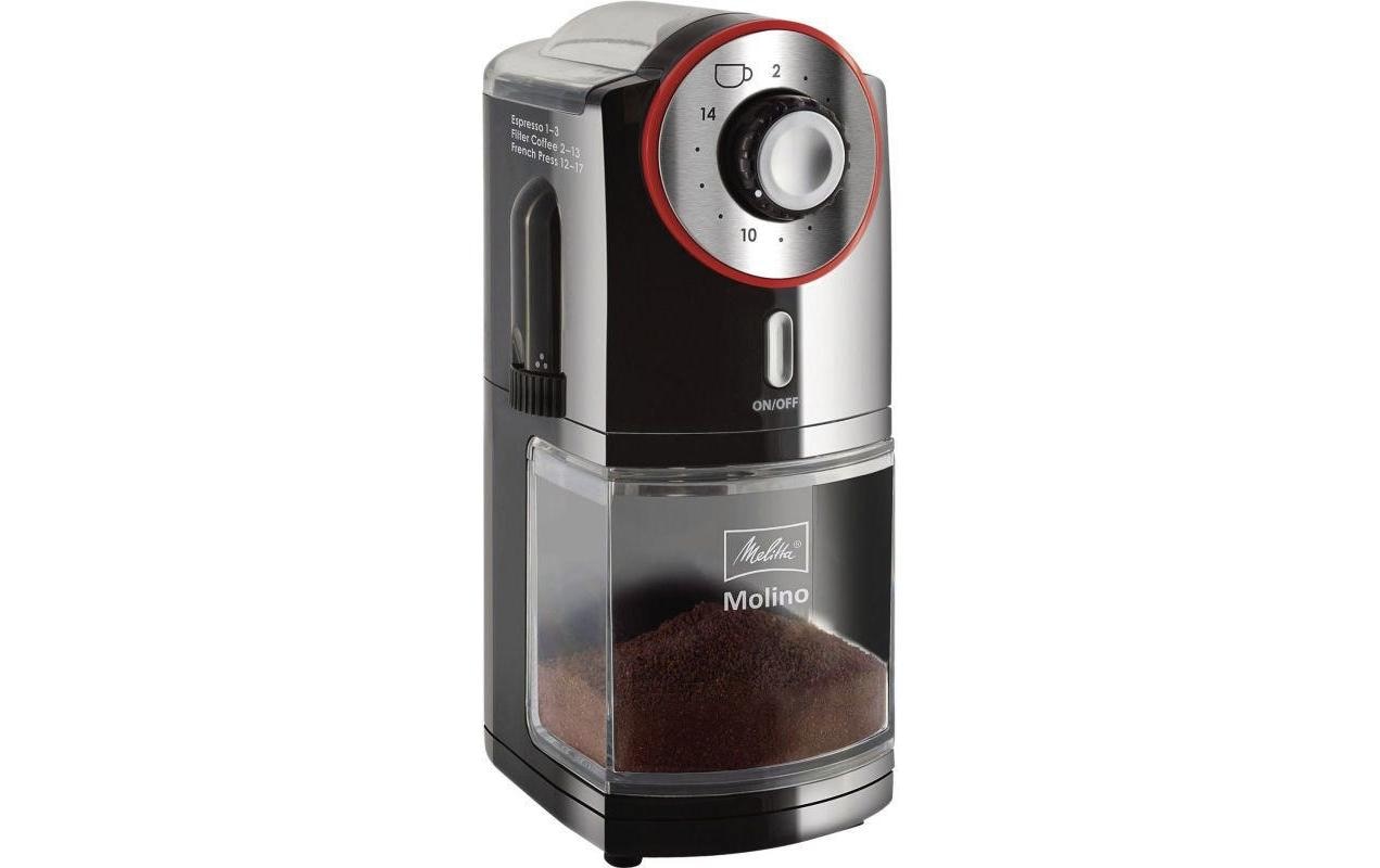 Melitta Kaffeemühle Molino – 200 g, Kegelmahlwerk, 100 W – Schwarz