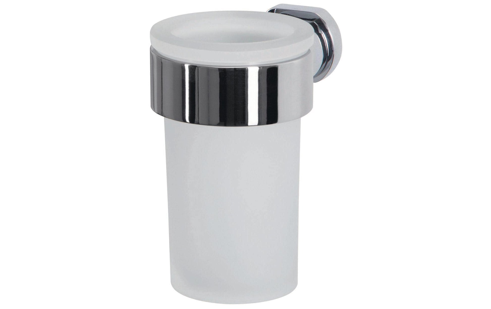 Spirella Zahnbürstenhalter MILO – Glas/Metall, 11×11 cm, Chrom/Weiss