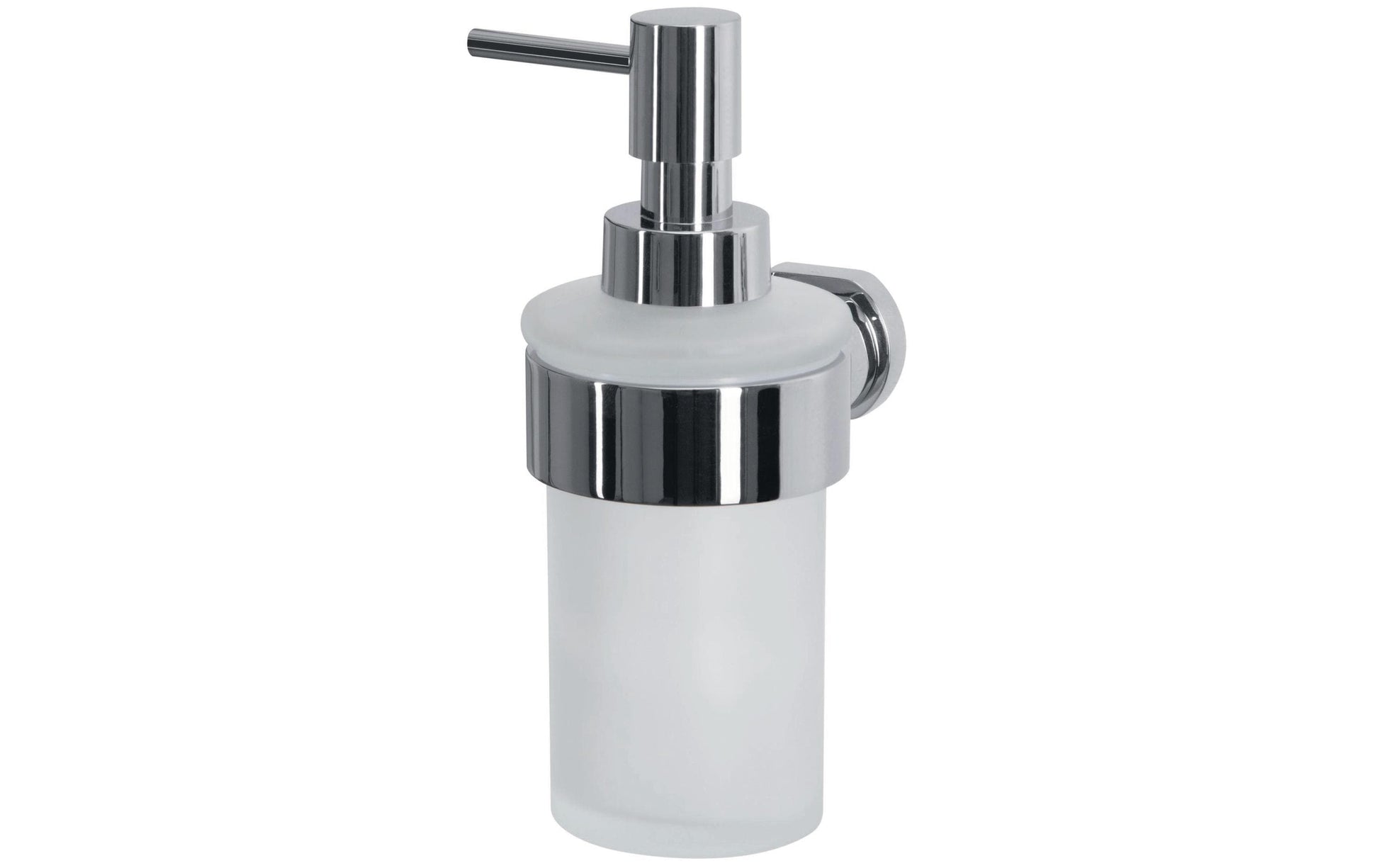 Spirella MILO Manueller Seifenspender – Wandmontage – 200 ml, weiss, chrom, Glas