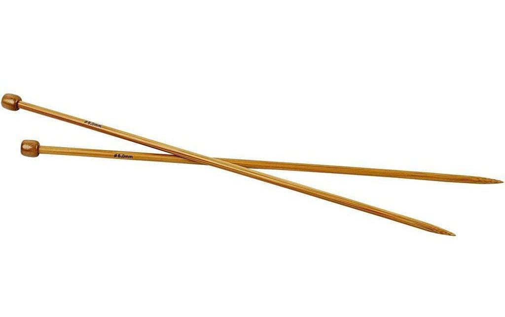 Creativ Company Stricknadeln 6 mm – 35 cm, Bambus, 2 Stk.