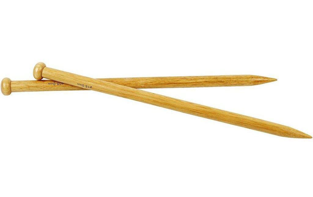 Creativ Company Stricknadel Holz – 15 mm, 35 cm, Bambus, 2 Stk.