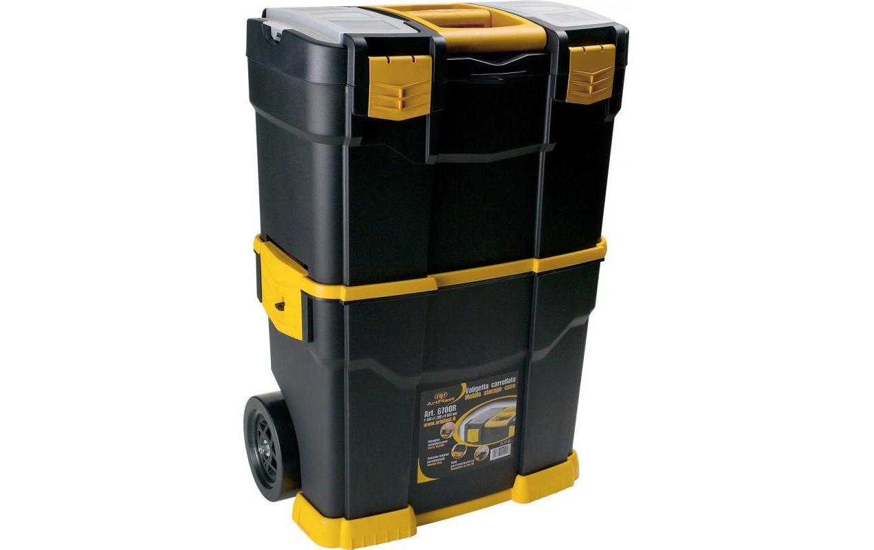 Art Plast 6700R Werkzeugbox – leer, mit 3 Deckel-Organisern, schwarz/gelb, B 460 × H 665 × T 280 mm