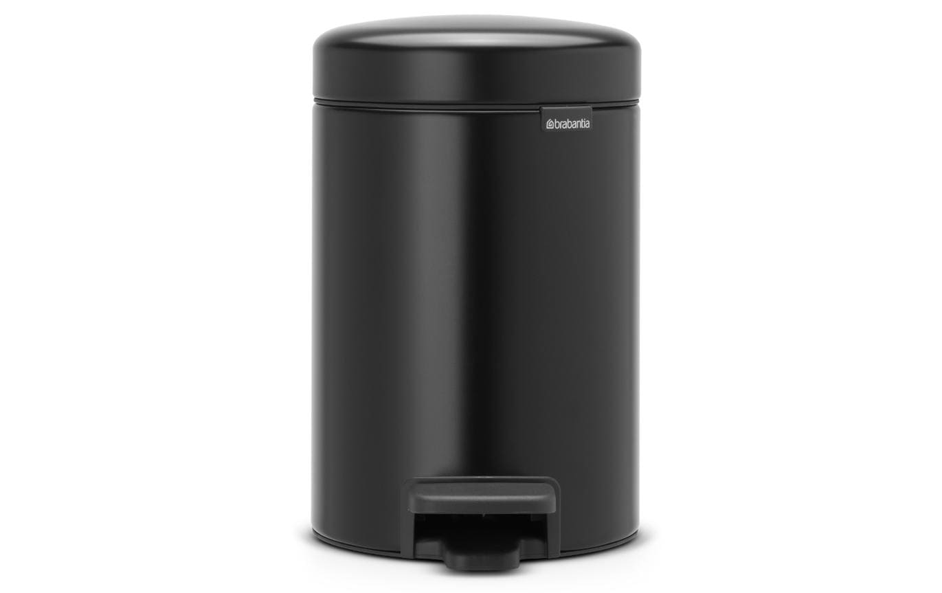 Brabantia newIcon Treteimer – 3 l – Edelstahl, rund – Schwarz – Soft-Close