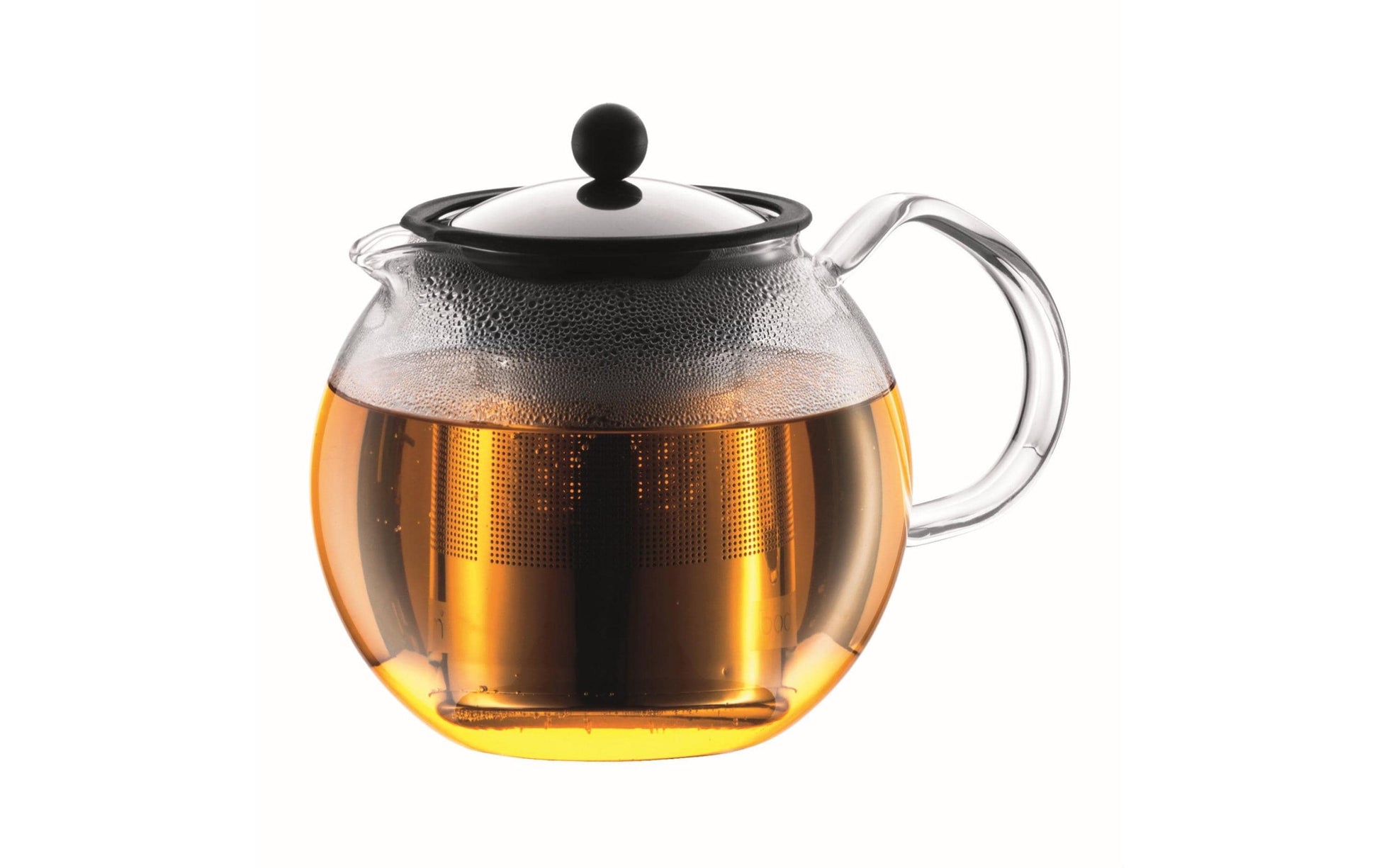 Bodum Assam – Teezubereiter – 1 l – Borosilikatglas, mit Edelstahlfilter – schwarz glänzend
