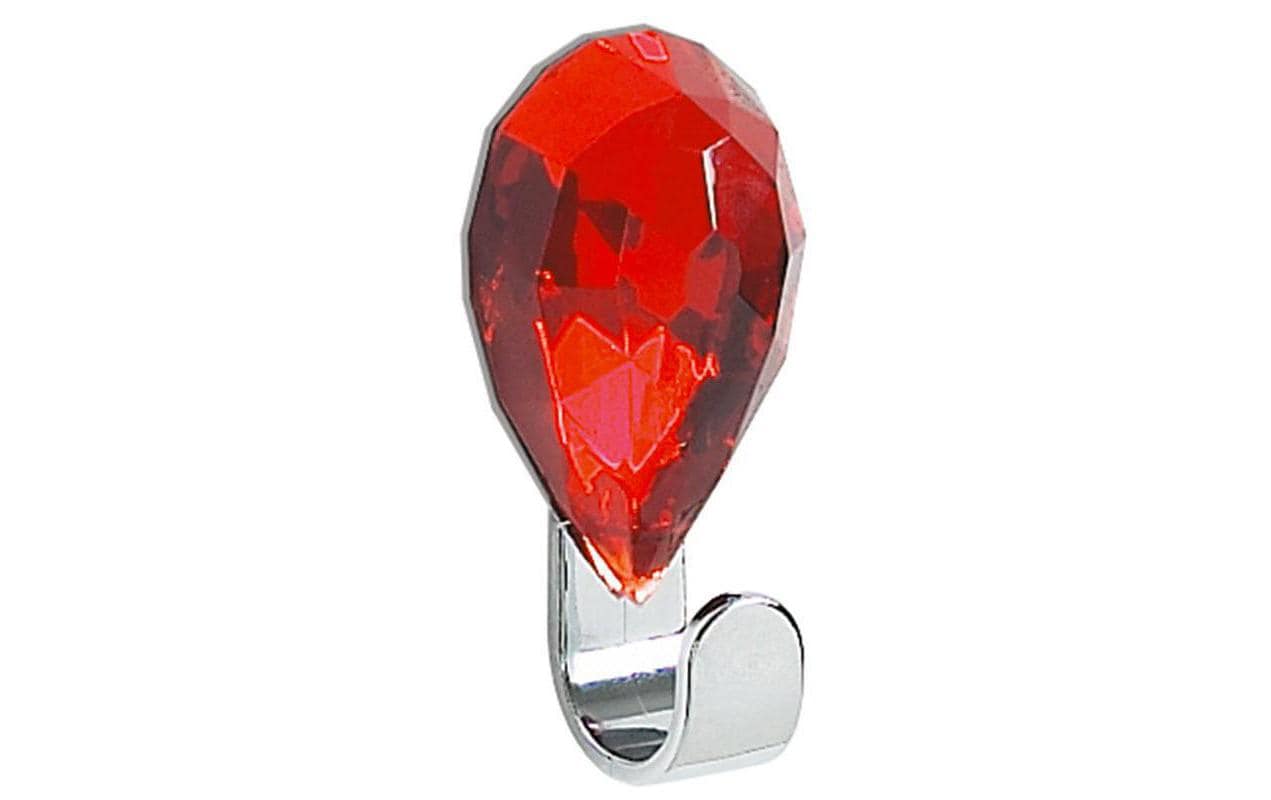 Spirella Klebehaken JEWEL – Acryl/ABS/Chrom, 1 kg, Klebestreifen, 6,5×3 cm, Rot