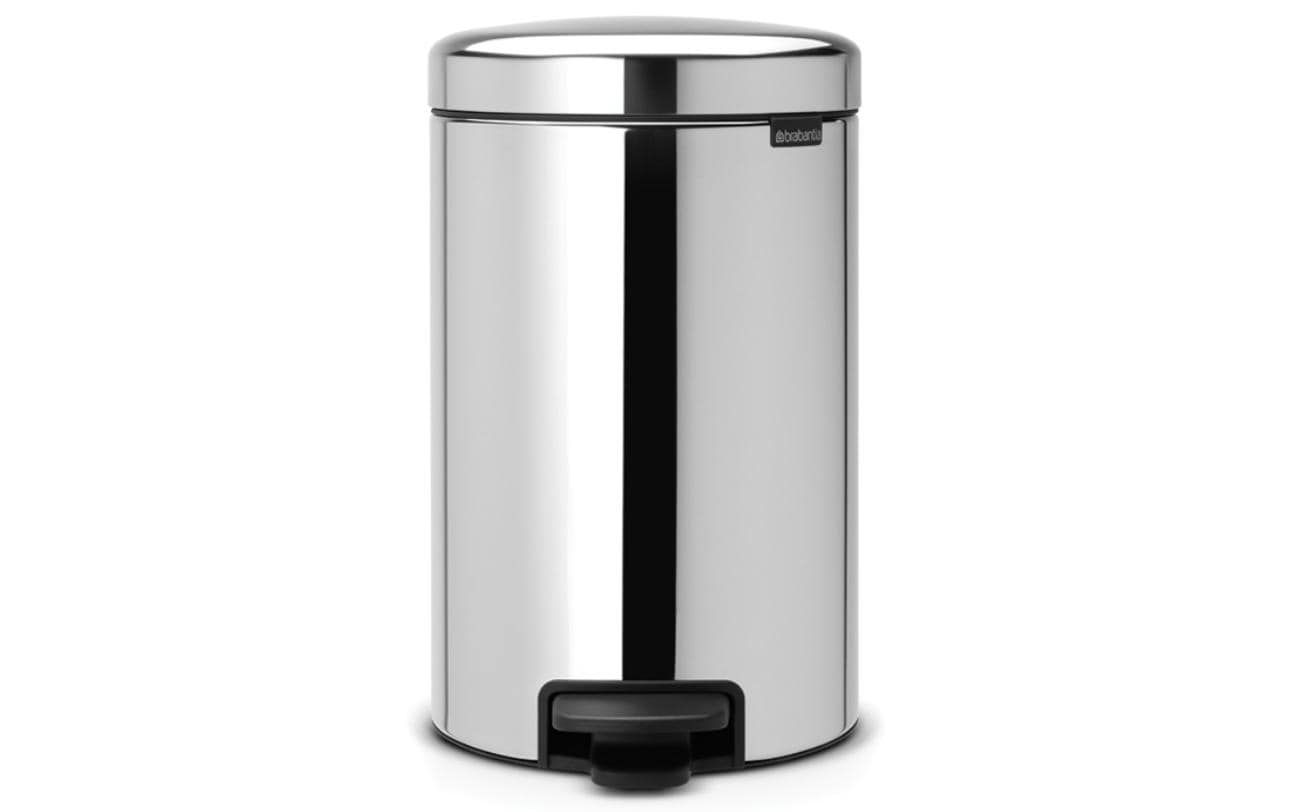 Brabantia NewIcon Treteimer – 12 l – Edelstahl, rund – Anti-Rutsch-Basis