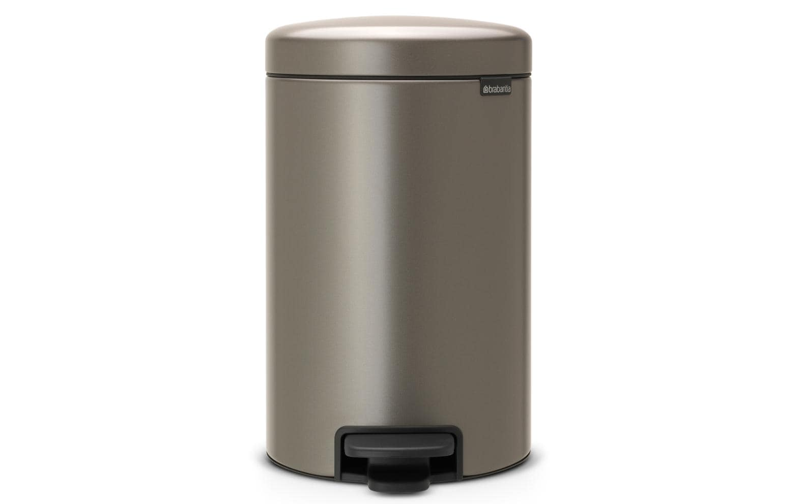 Brabantia NewIcon Papierkorb – 12 l, mit Deckel, Edelstahl – Ø 240 × H 411 mm