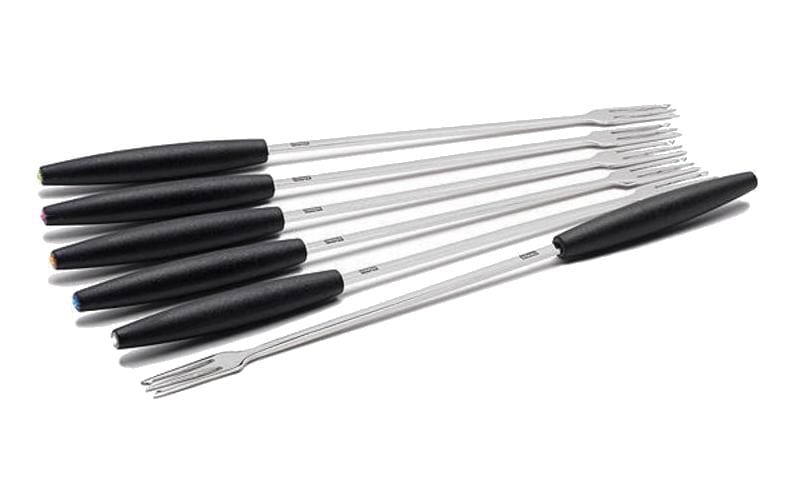 Stöckli Universalfonduegabeln – Edelstahl, 29 cm, schwarz, spülmaschinenfest, 6 Stk.