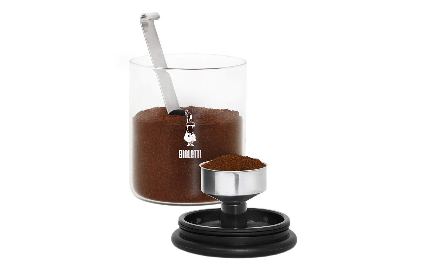 Bialetti DCDESIGN07 – Vorratsdose 250 ml, Ø 11,5 × 13,5 cm, Glas/Kunststoff, transparent/schwarz