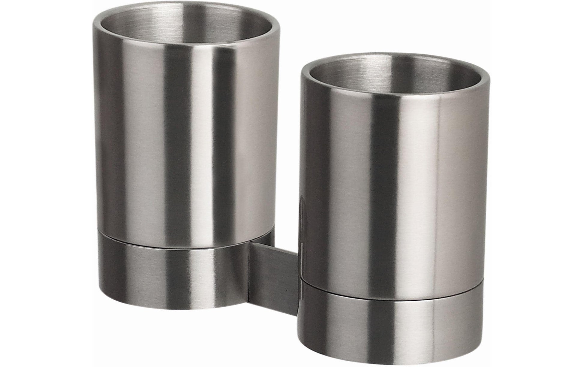 Spirella Nyo-Steel Zahnbecher-Set – 2-teilig – 16 cm Breite – Silber – Edelstahl
