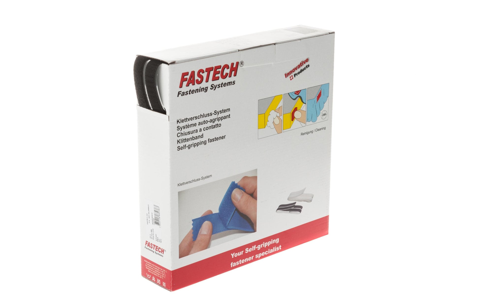 FASTECH Klettband – 20 mm × 25 m, schwarz, für Innen, selbstklebend, 1 Stk.