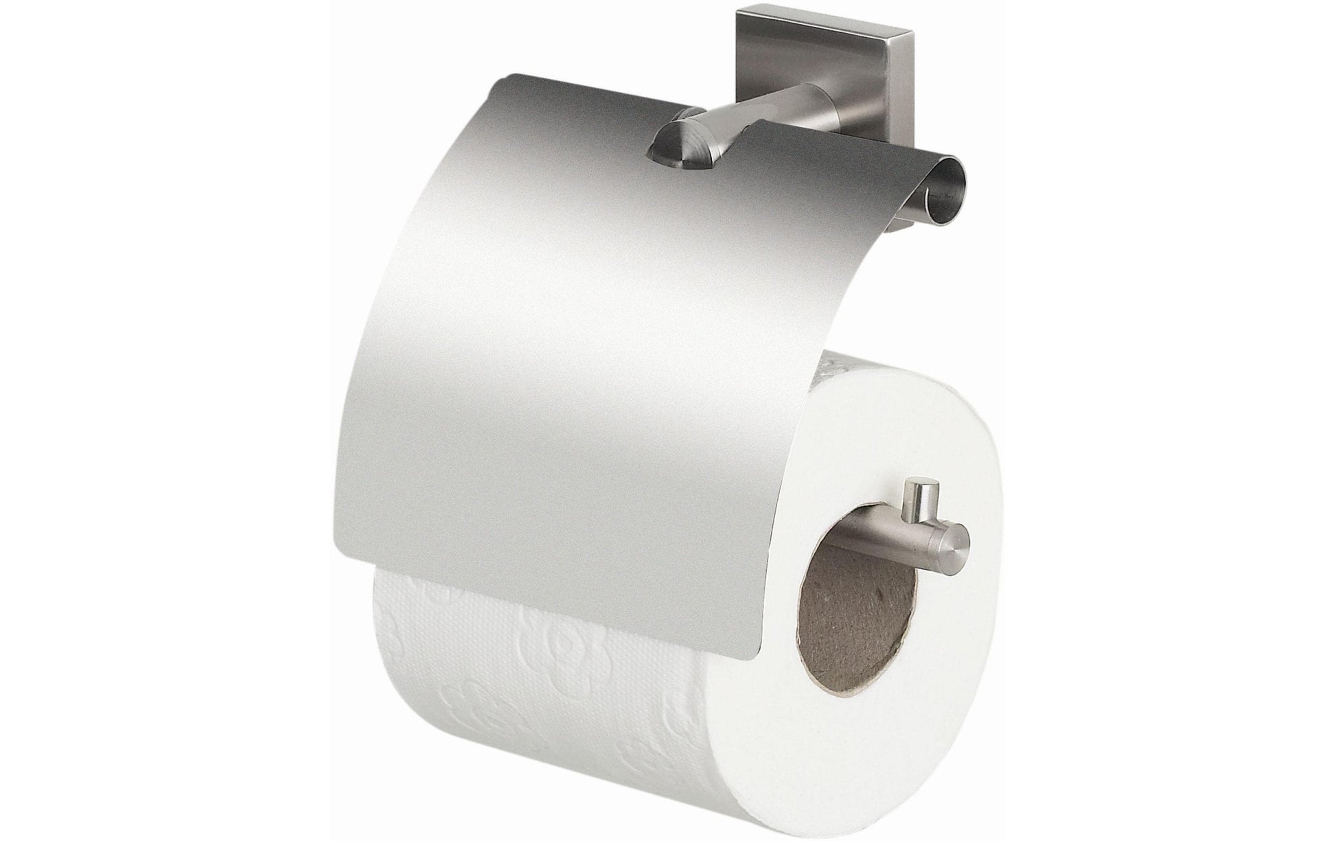 Spirella Toilettenpapierhalter mit Deckel NYO-STEEL – Edelstahl, Wandmontage, B 14 cm