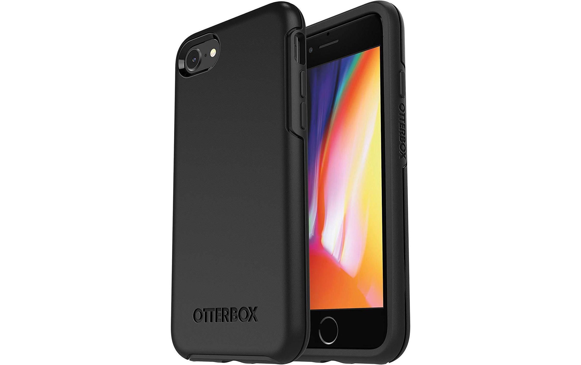 OtterBox Symmetry Series Backcover – für Apple iPhone 8, Silikon, Schwarz, erhöhter Rahmen