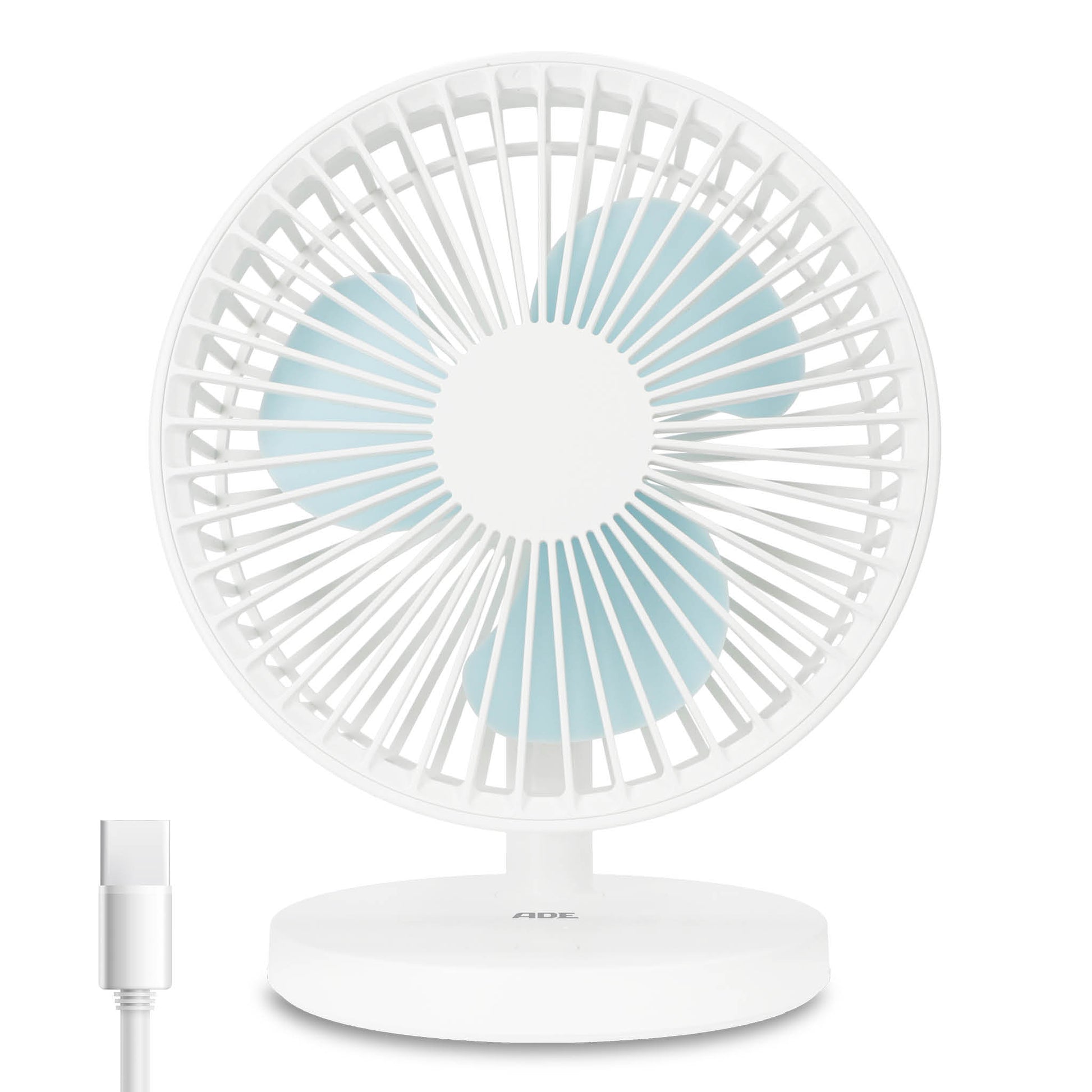 ADE USB-Tischventilator VT2302-2 – 18 cm, 3 Stufen, 22 dB, Weiss