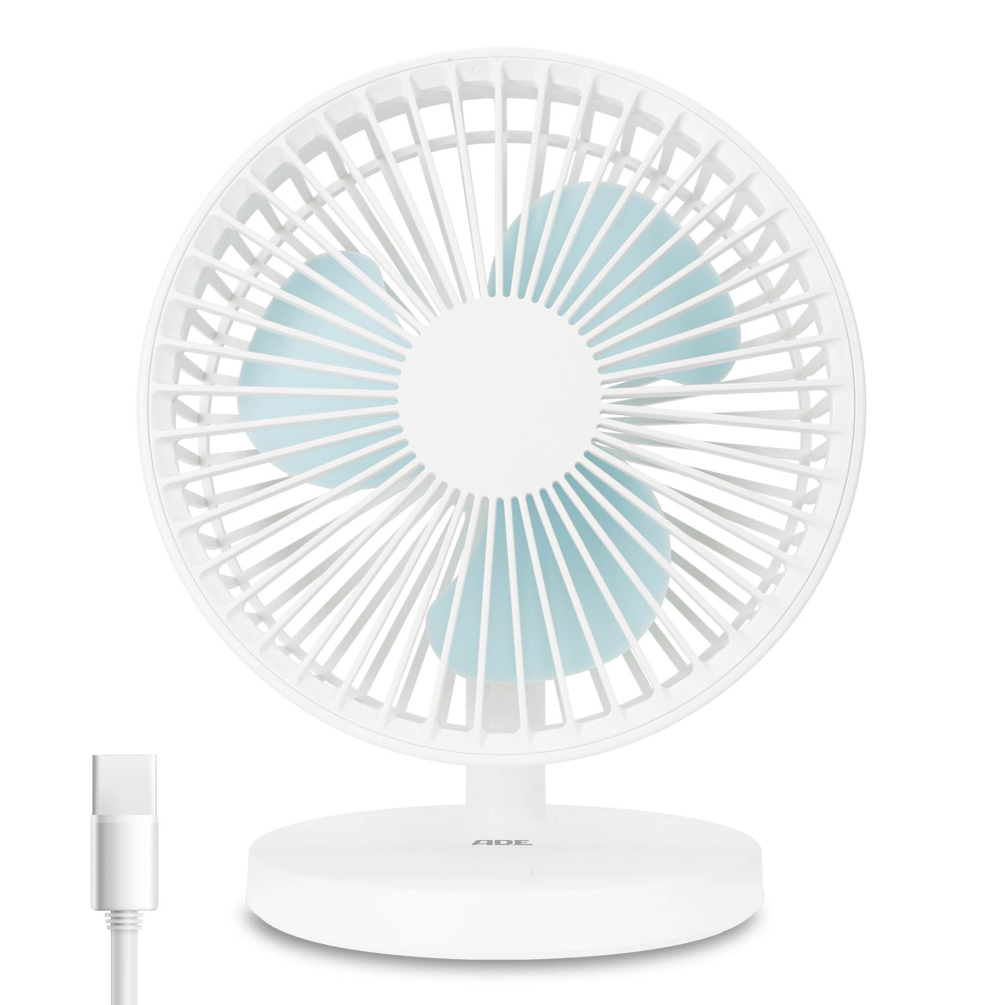 ADE USB-Tischventilator VT2302-2 – 18 cm, 3 Stufen, 22 dB, Weiss