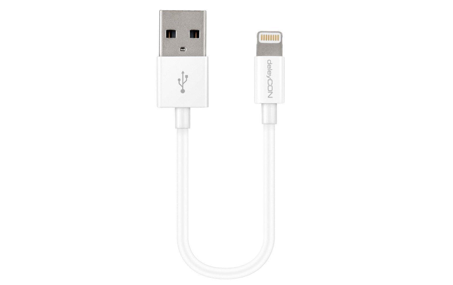 deleyCON Daten- & Ladekabel – USB-A auf Lightning 0,15 m, MFi zertifiziert – für iPhone/iPad
