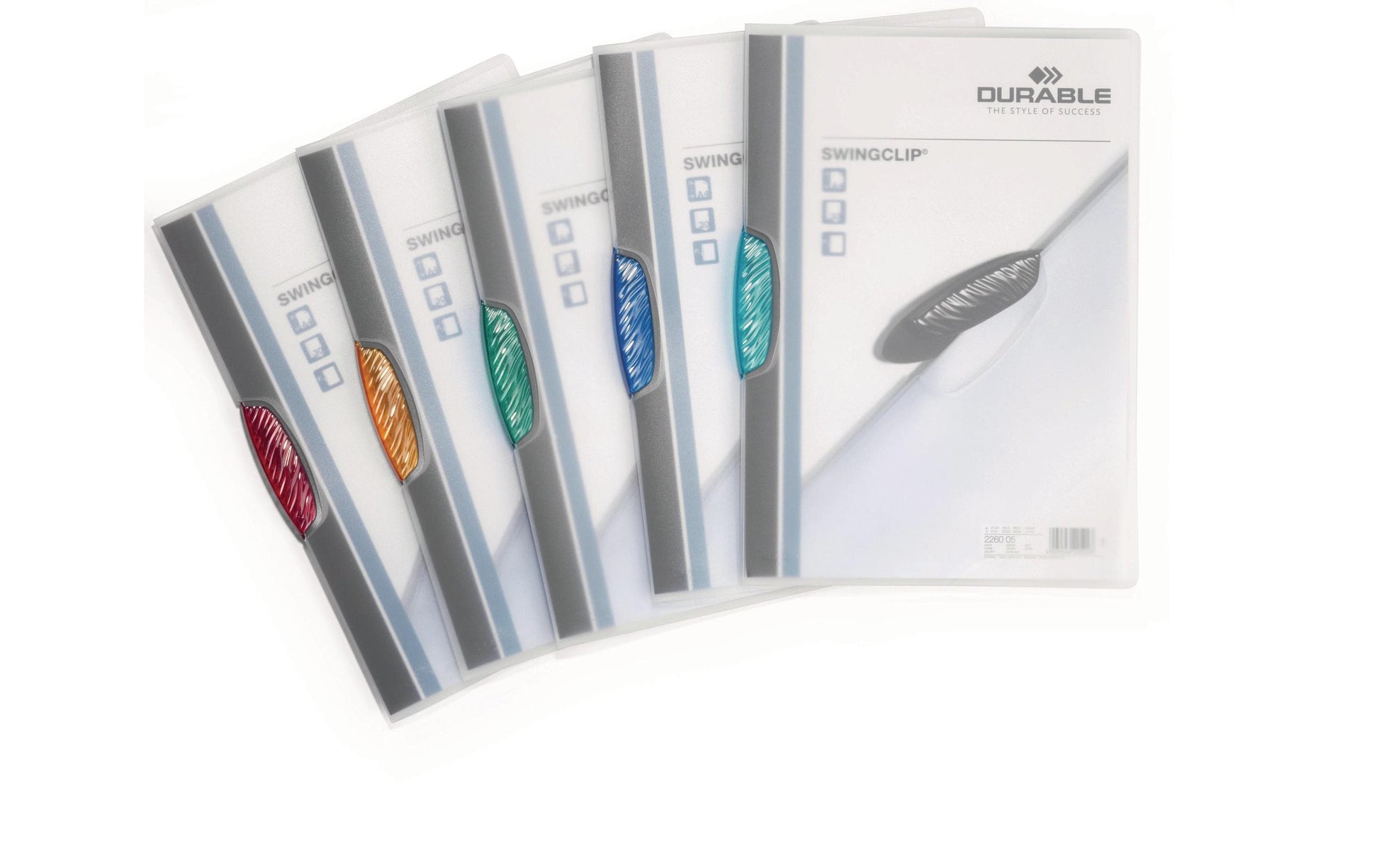 Durable Klemmhefter A4, 30 Blatt, Transparent, Assortiert – 5 Stück