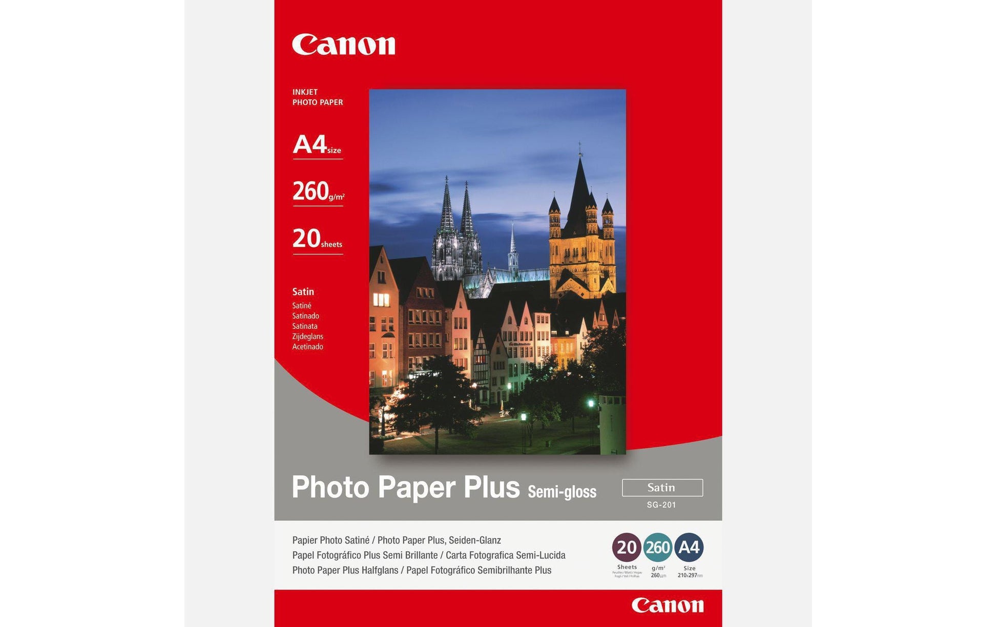 Canon Fotopapier – seidenmatt, A4, 260 g/m², 20 Blatt, einseitig – für Inkjet-Drucker