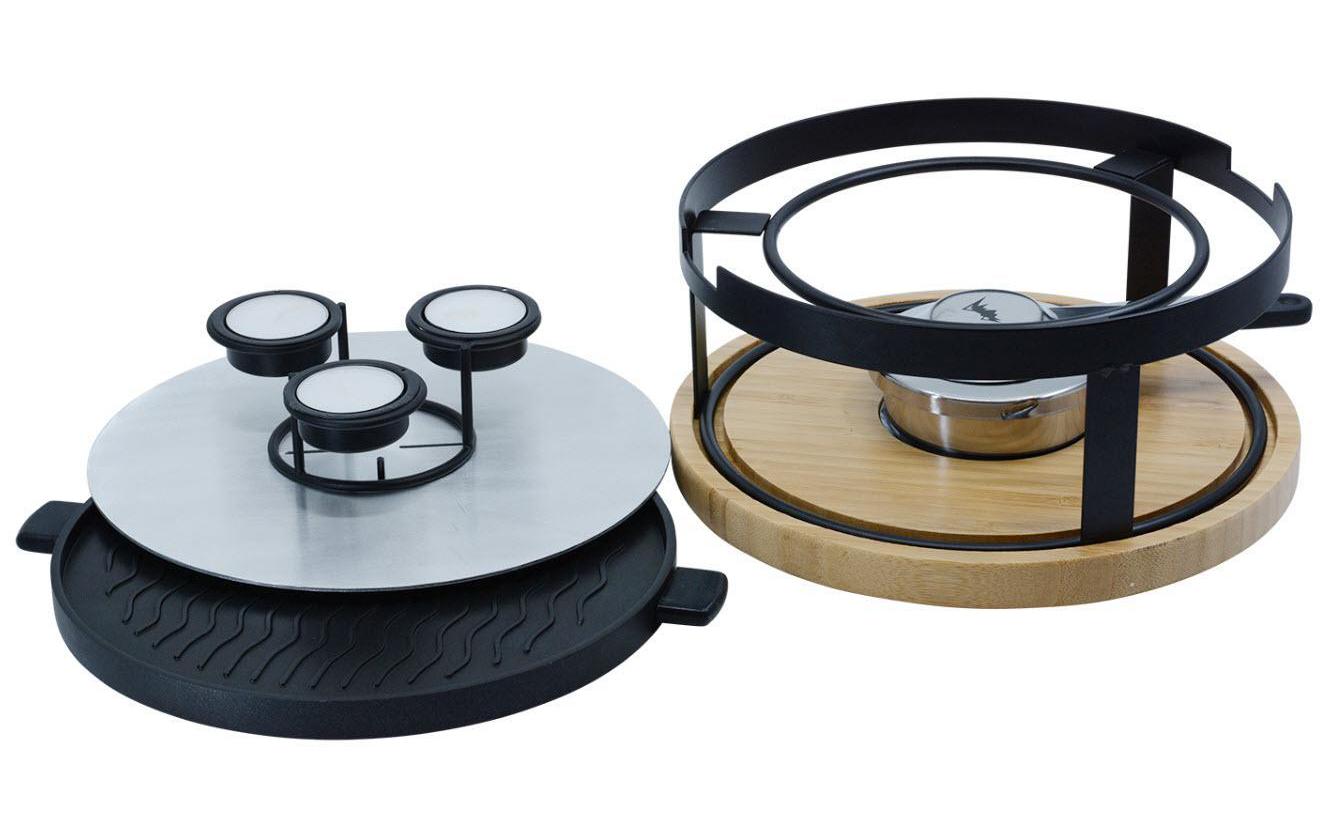 Kadastar Multifunktions-Rechaud One4All – Ø 24,5 cm, 5 Personen, Tischgrill – Edelstahl/Bambus