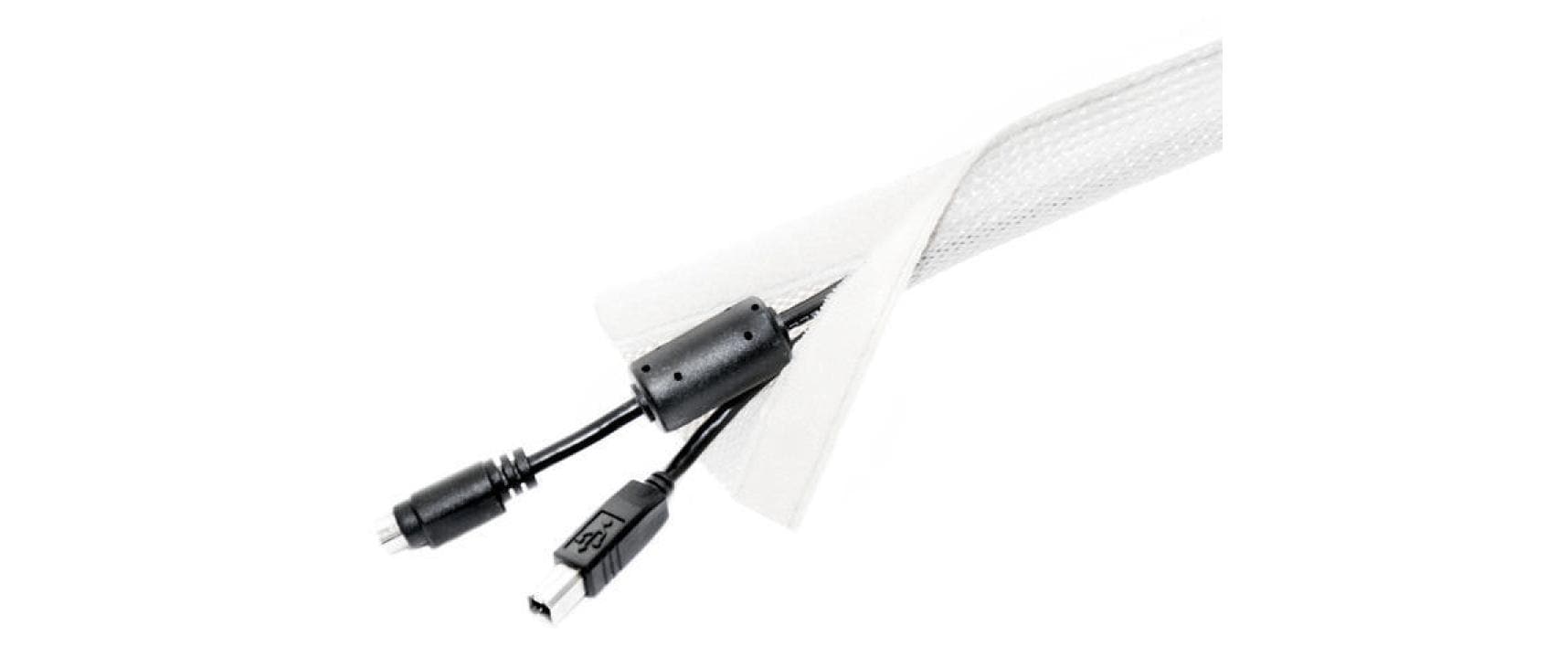 Multibrackets Kabelschlauch mit Klettverschluss – Durchmesser 30–45 mm – 2 m – Weiss – 400D Polyester
