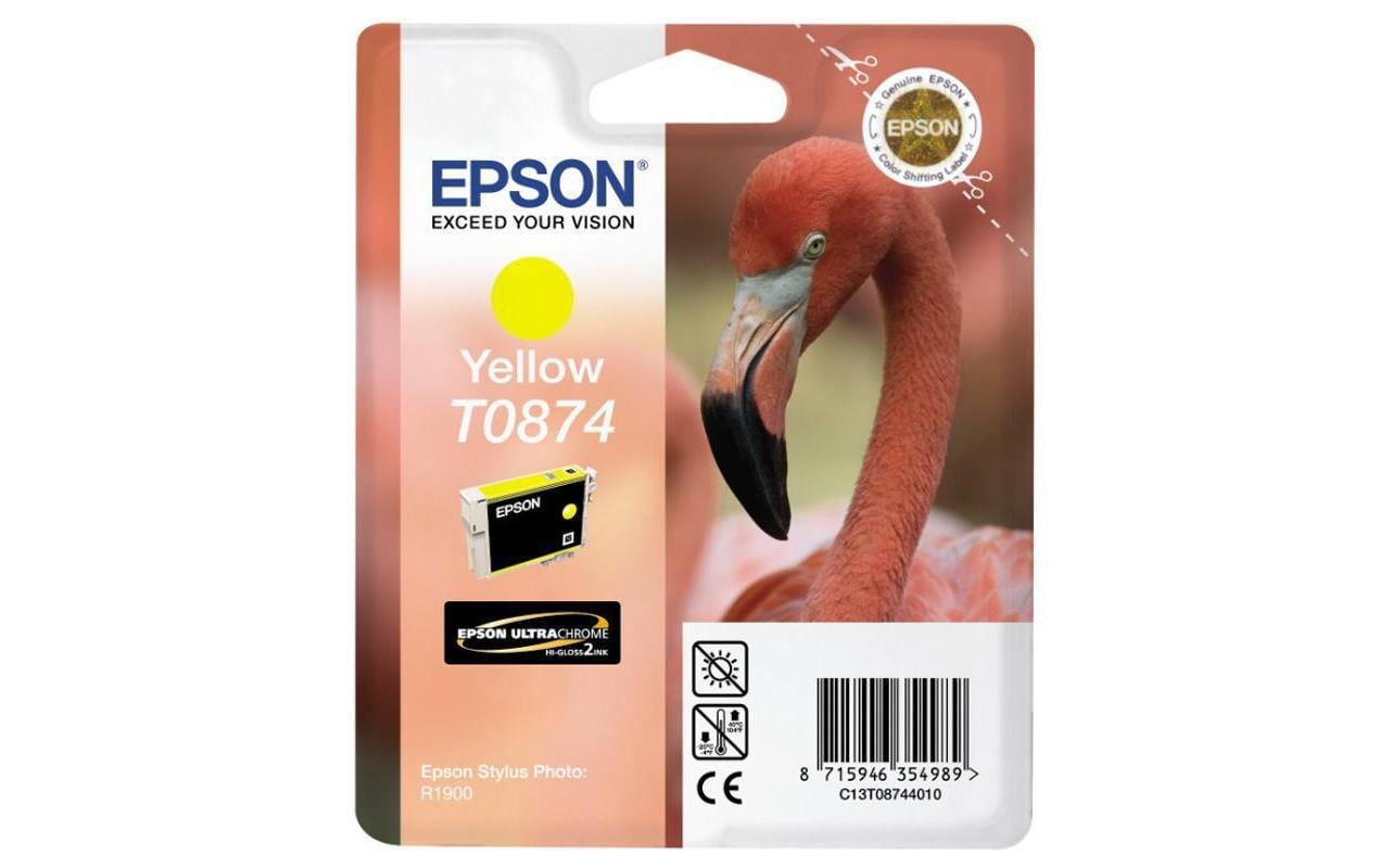 Epson T0874 Gelbe Tintenpatrone (Original) – 11,4 ml – für Epson Stylus Photo R1900, P-3000 – C13T08744010