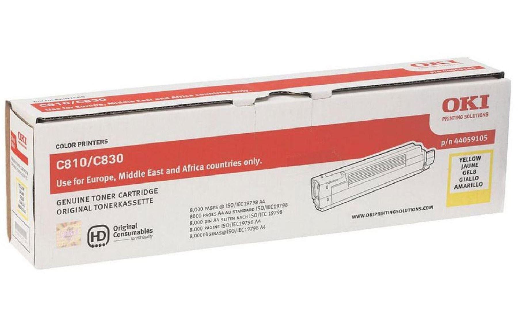 OKI Toner 44059105 – gelb, 8000 Seiten – für OKI C810/C830/C800 und andere