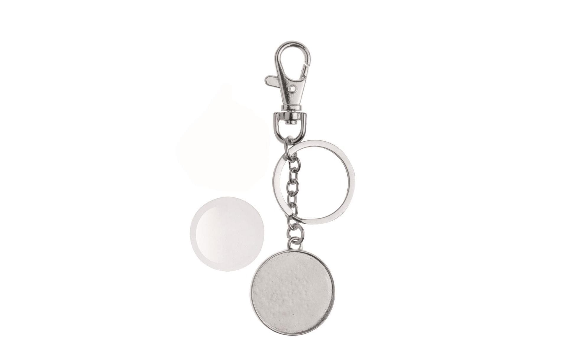 GLOREX Schlüsselanhänger – doppelseitig, Metall, Silber, Ø 32 mm