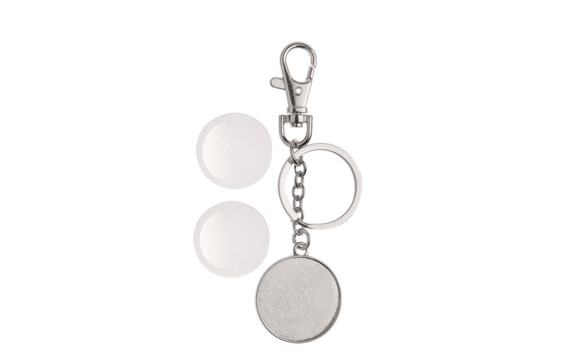 GLOREX Schlüsselanhänger Cabochon – doppelseitig, Metall, Silber, Ø 32 mm