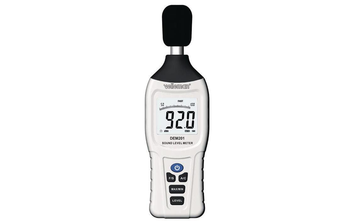 Velleman DEM201 – Schallpegelmessgerät, 30–130 dB, A-/C-Gewichtung, Langsam, Schnell