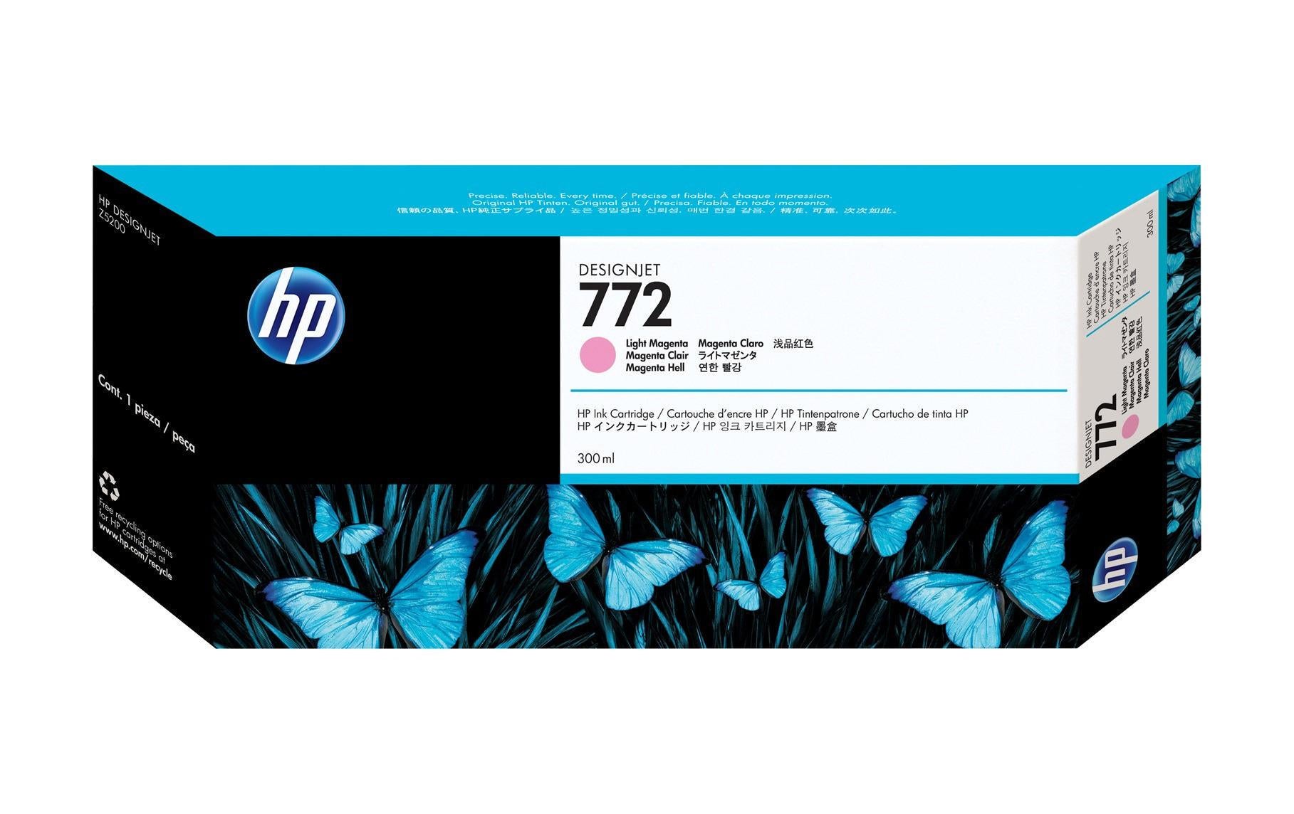 HP Tintenpatrone 772, Hellmagenta, 300 ml – für HP